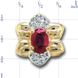 Y1784 14K FLOWER PETEL RUBY SLIDE 
